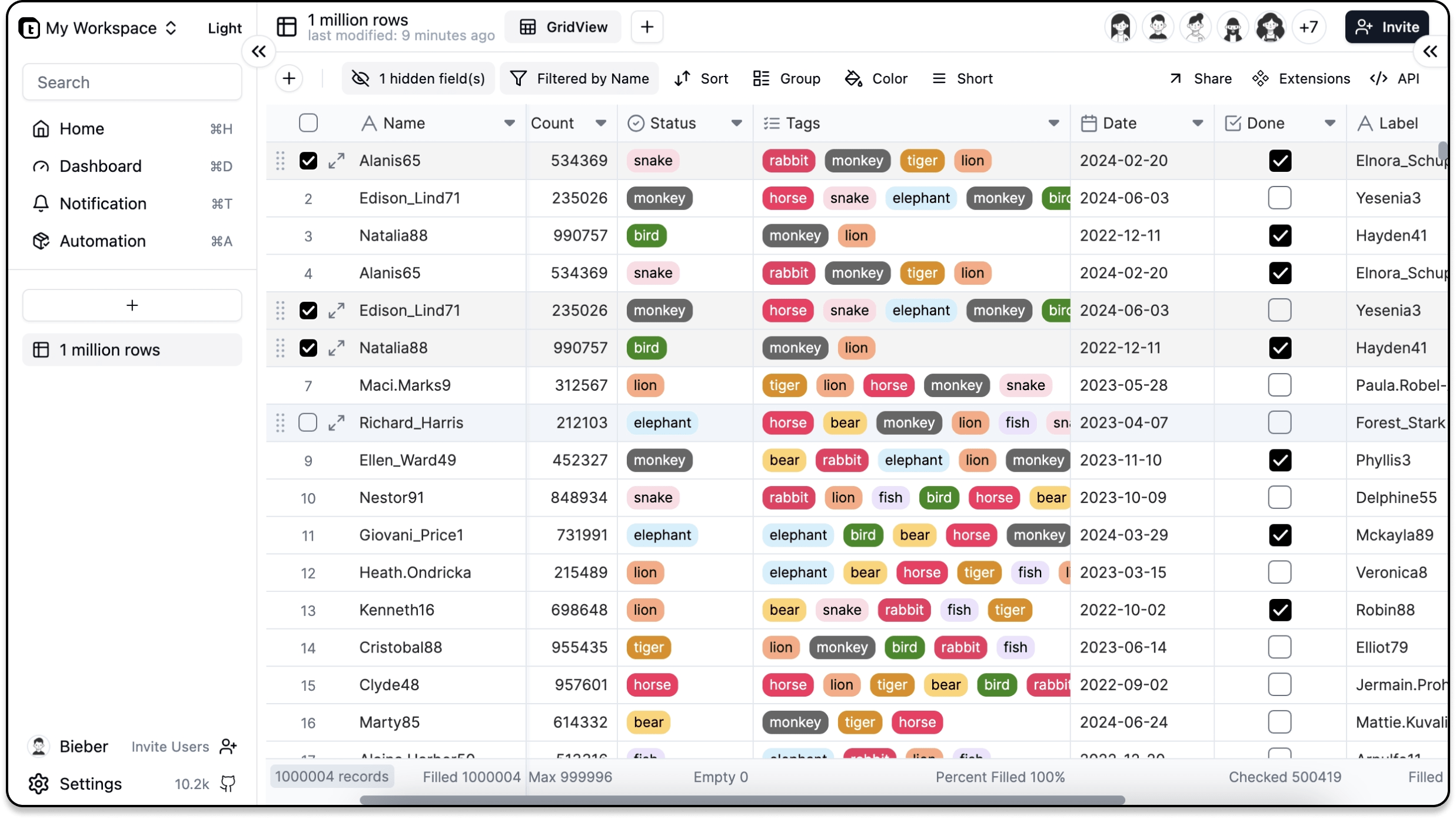 teable interface